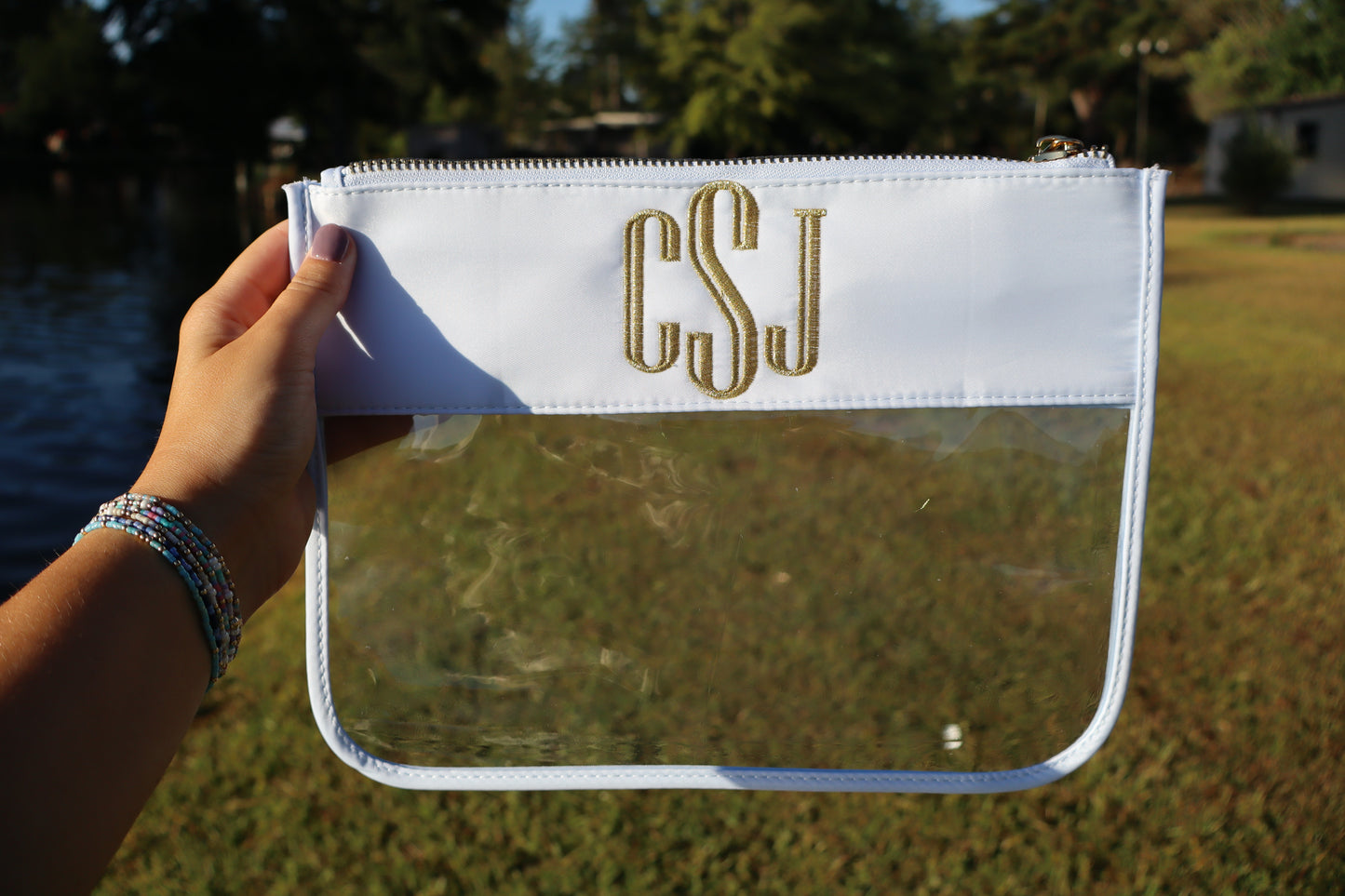 Momma’s Monogramed Oversized Clear Bag