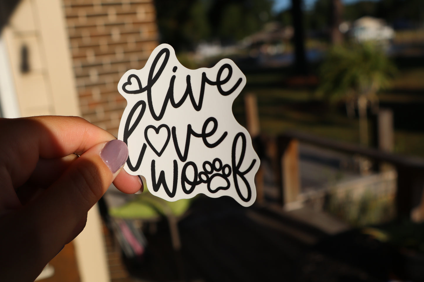 Live, Love, Woof Sticker