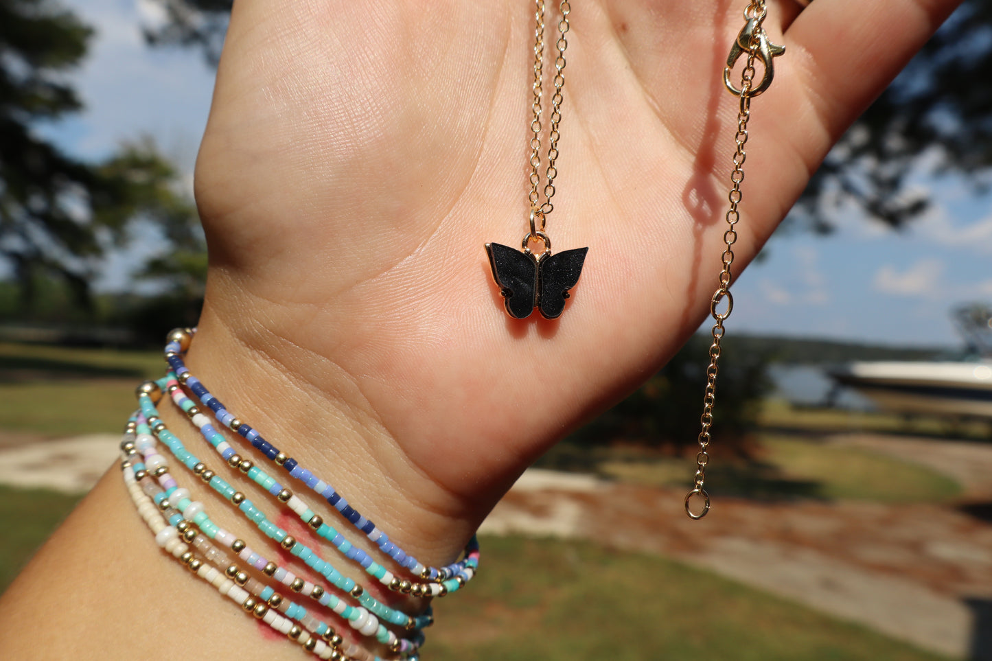 Betty's Black Butterfly Necklace
