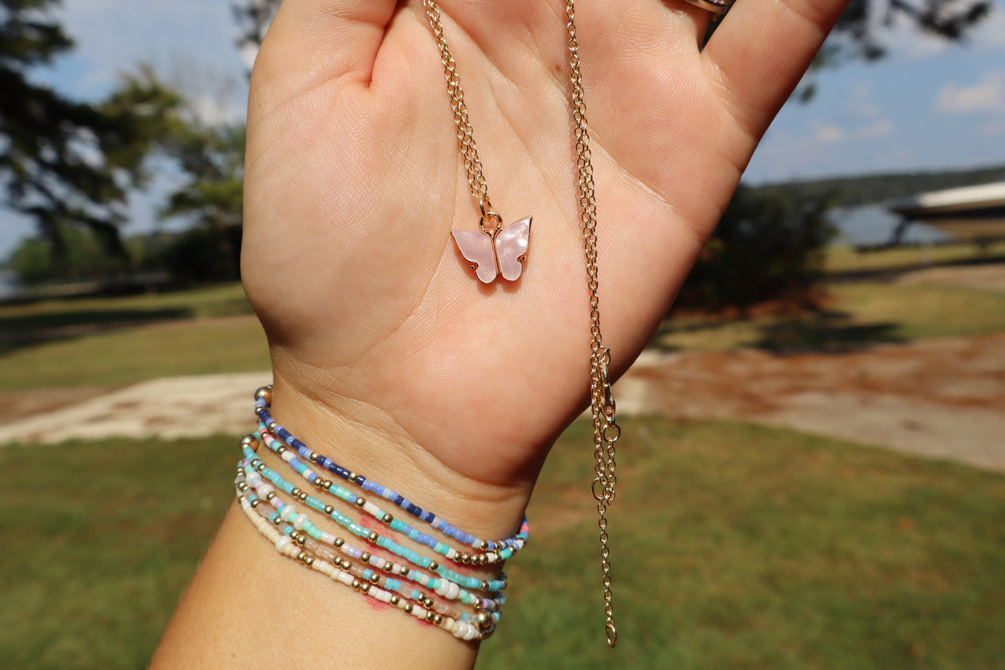 Betty's Pink Butterfly Necklace