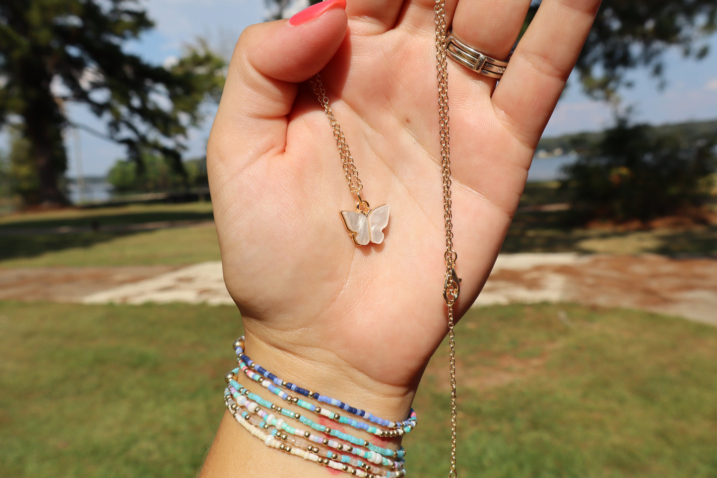 Betty's White Butterfly Necklace