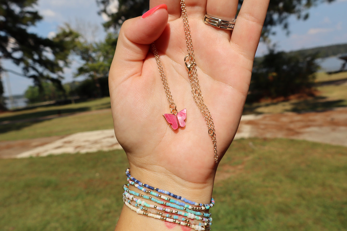 Betty's Hot Pink Butterfly Necklace