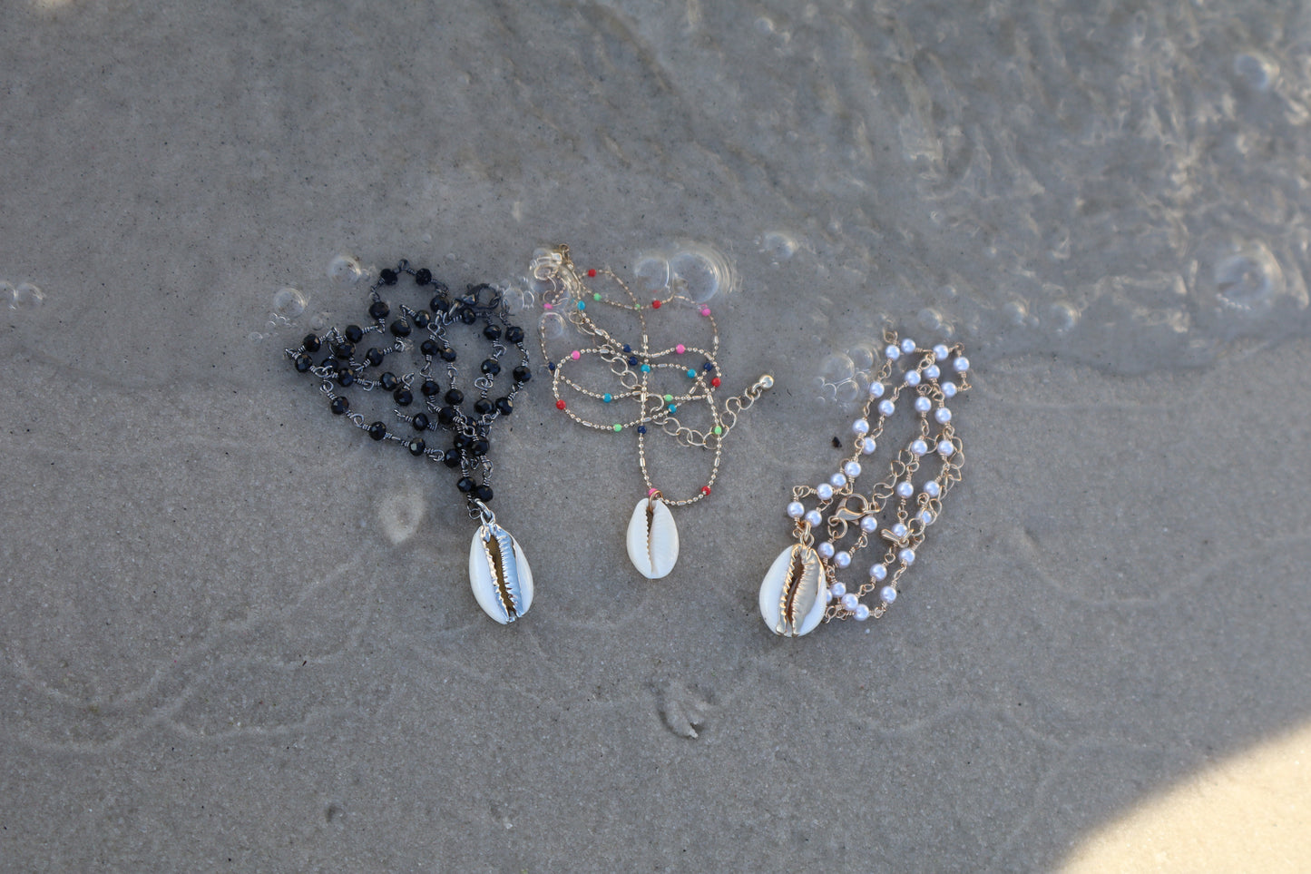 Ellie Gold Lined Beaded Shell Necklace