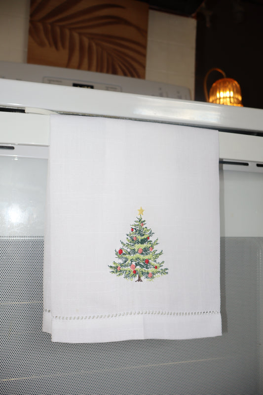 Christmas Tree Linen Hand Towel