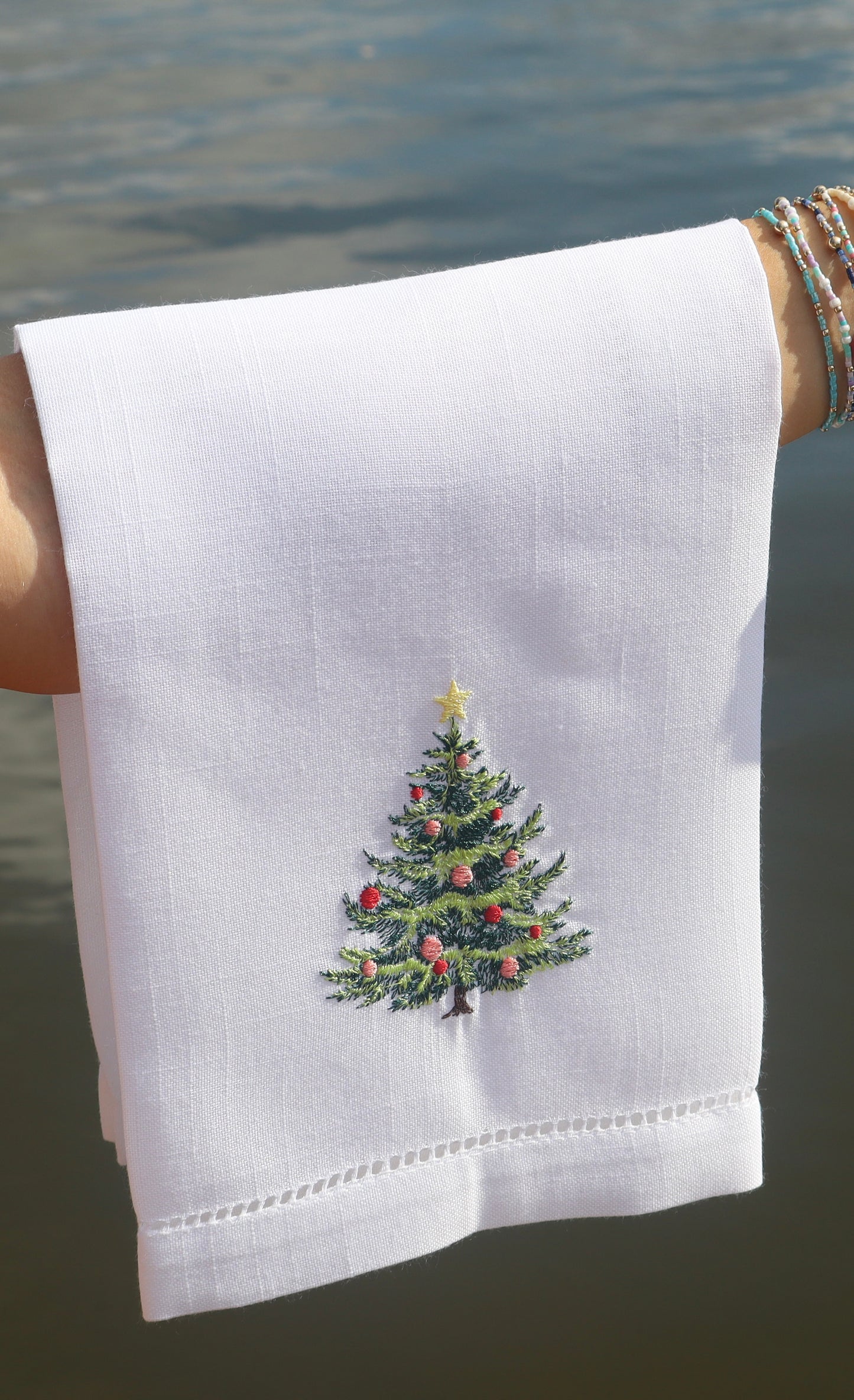 Christmas Tree Linen Hand Towel